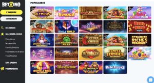 La liste des jeux de casino sur le site Betzino