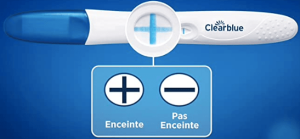 test de grossesse en gros plan avec les + et -