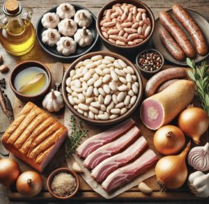 Les ingrédients typique du cassoulet de Castelnaudary