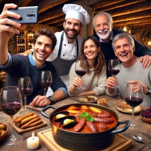 un self d'une famille à une table de la route du cassoulet