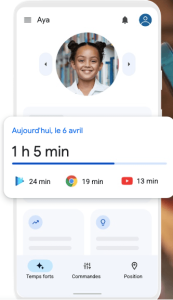 capture d'écran application de contrôle parentale de google Family link